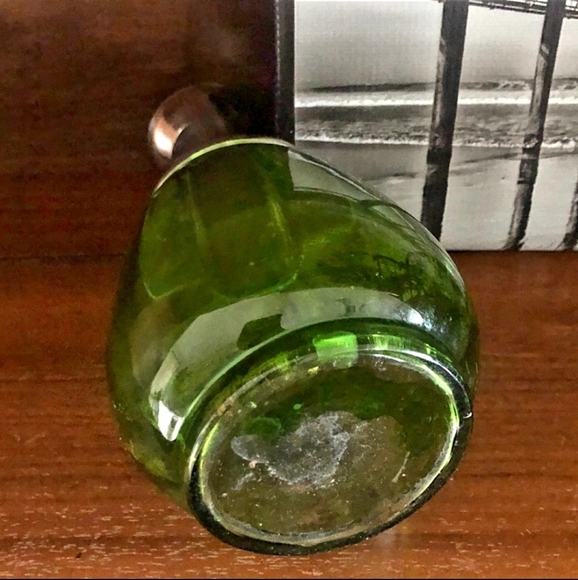 Green Glass Bud Vase with Silver Neck Detail - Picture 6 of 7